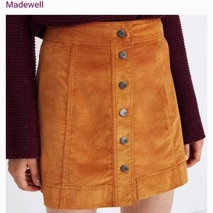 Madewell Velveteen A-Line Mini Skirt: But-ton-Front Edition